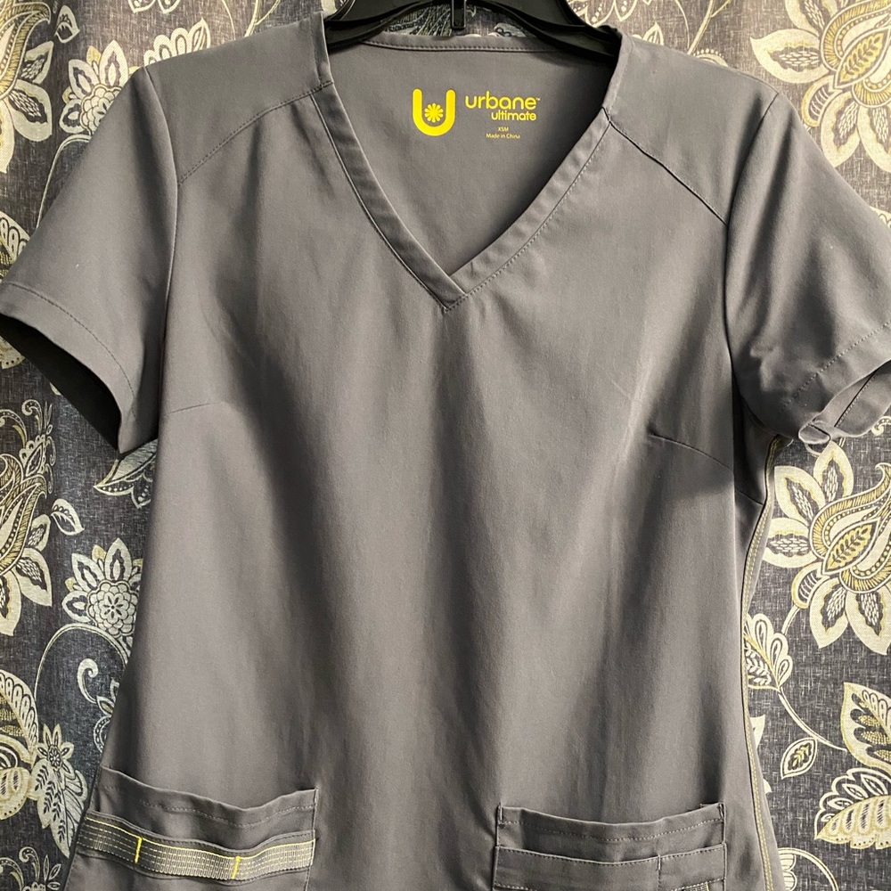 Gray scrubs top